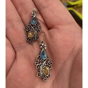 Vintage Style Flower and Pear Shape Hanging Earrings - Drop Earring Fish…